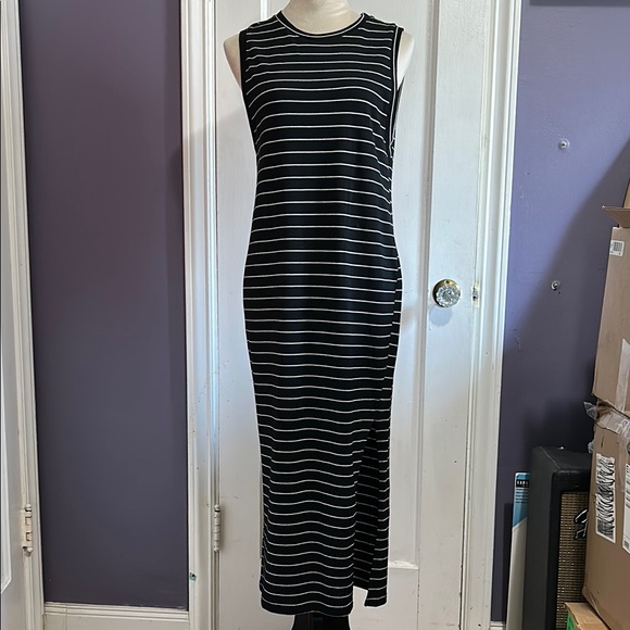 Lush Dresses & Skirts - Lush  Black and Ivory Striped Sleeveless Knit Dress